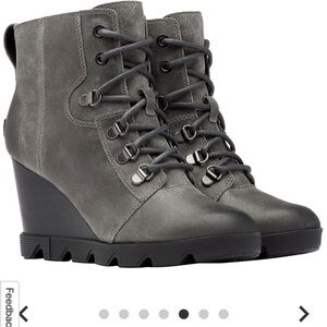Sorel Joan Uptown Lace Boots Size 6.5 in charcoal grey.